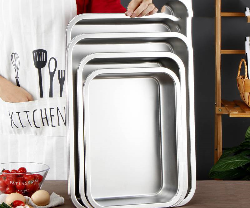 Title 5, Stainless Steel Square Plate Flat Bottom Tray D...