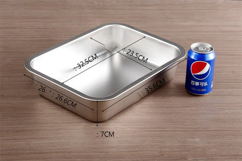 Title 4, Stainless Steel Square Plate Flat Bottom Tray D...