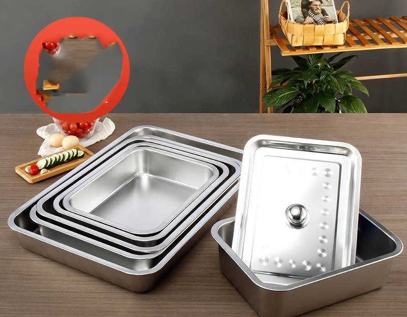 Title 2, Stainless Steel Square Plate Flat Bottom Tray D...