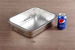 Stainless Steel Square Plate Flat Bottom Tray Deepen Kitchen Steaming Rice Tray - 36X27X7Cm - View 1