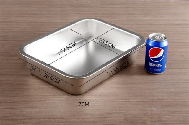 Stainless Steel Square Plate Flat Bottom Tray Deepen Kitchen Steaming Rice Tray 36X27X7Cm - Shop at LoveMi