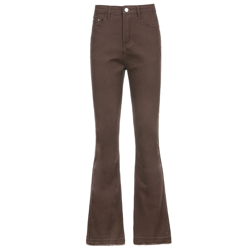 Women's New Fashion High Waist Slim Retro Flared Casual Jeans Red - Shop at LoveMi