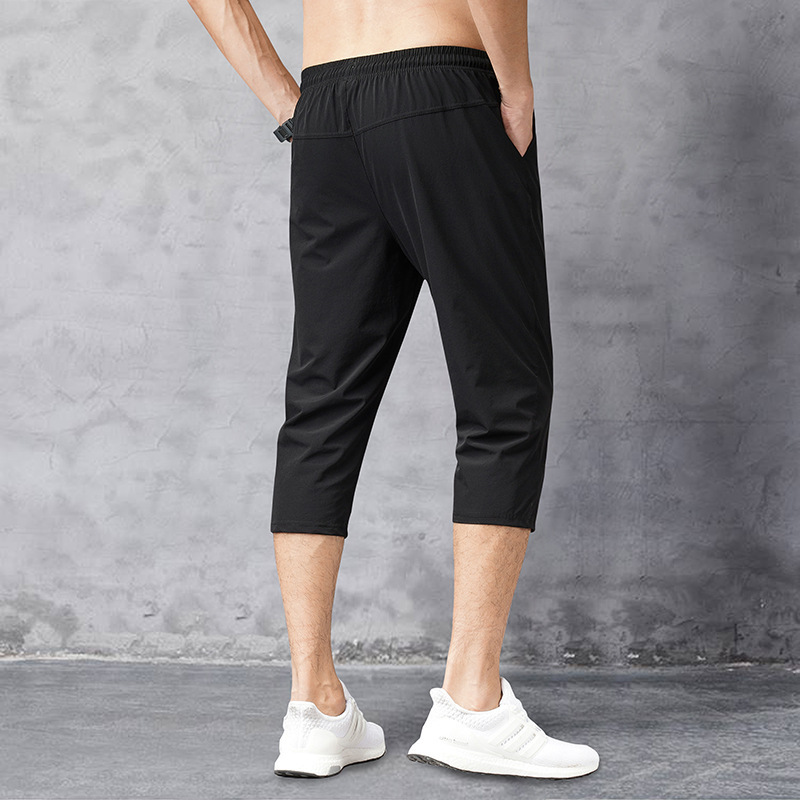 Summer Casual Sports Cropped Trousers Men's Thin Four-way Stretch