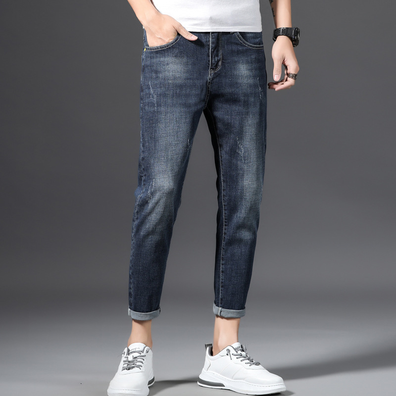 Title 3, Korean Style Mens Cropped Jeans, Slim Fit, Ski...