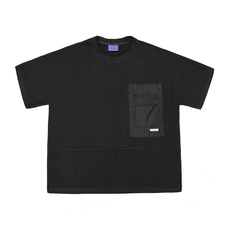 Loose Bat Sleeve Stitching Pocket T-shirt