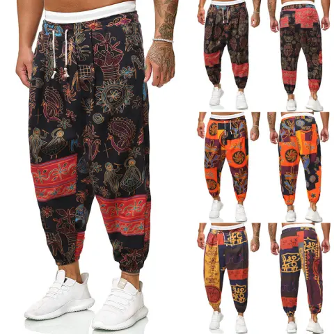 Casual Harem Pants Men's Ethnic Style Cotton and Linen