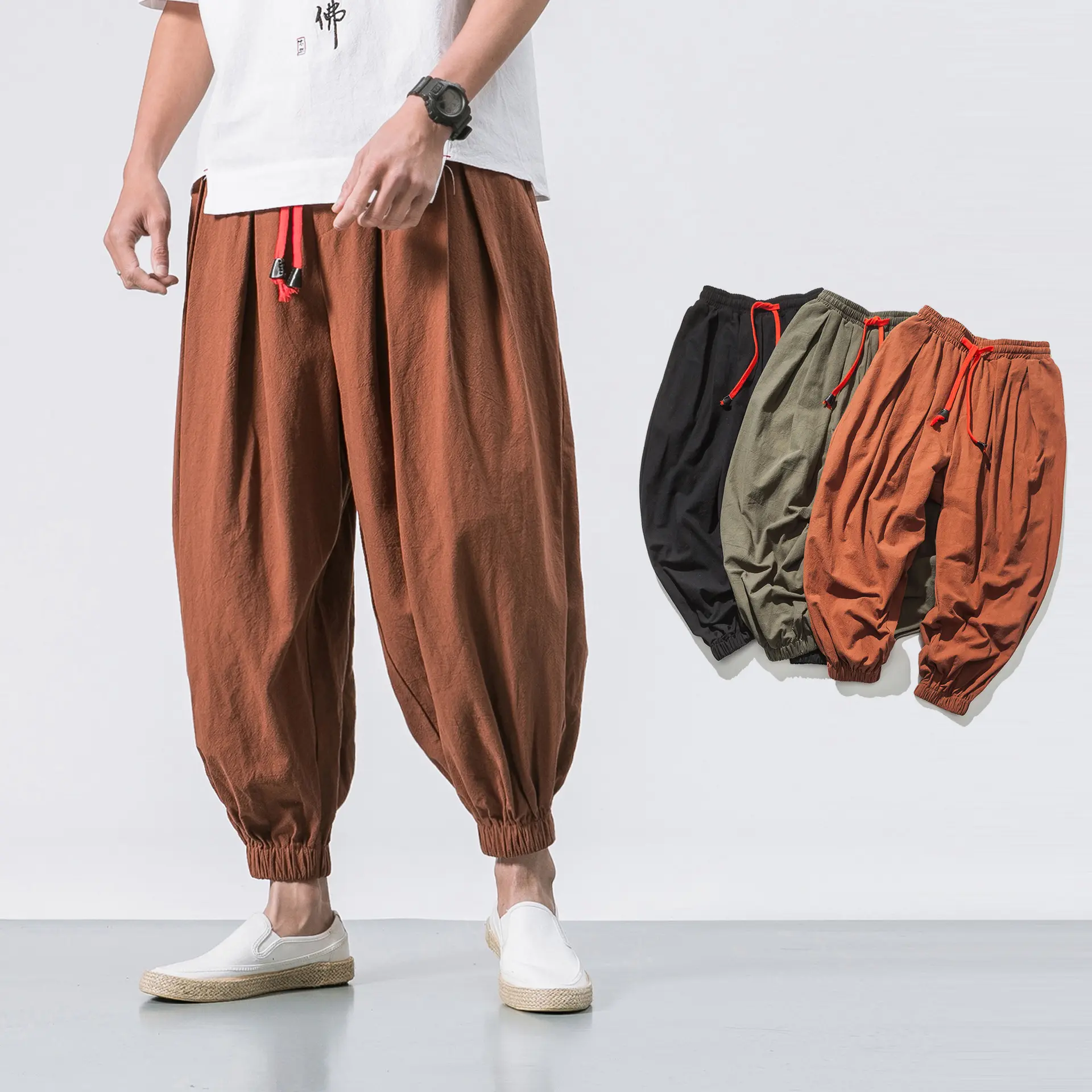 Four Seasons Cotton And Linen Trousers Loose