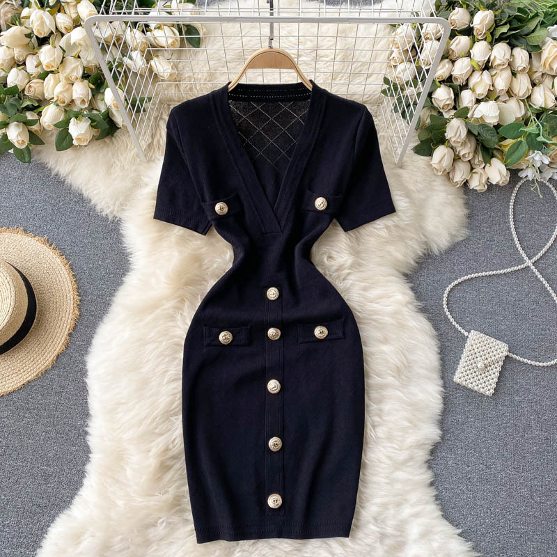 Design Sense Bag Hip Knitted Dress Women