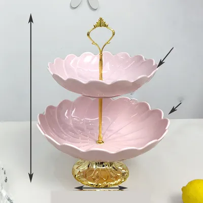 Home Living Room Tea Time Heart Storage Tray Pink Double Layer Send Base - Shop at LoveMi