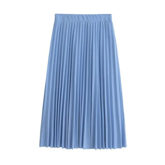 Fashion Women's High Waist Pleated Skirt Blue - Shop at LoveMi