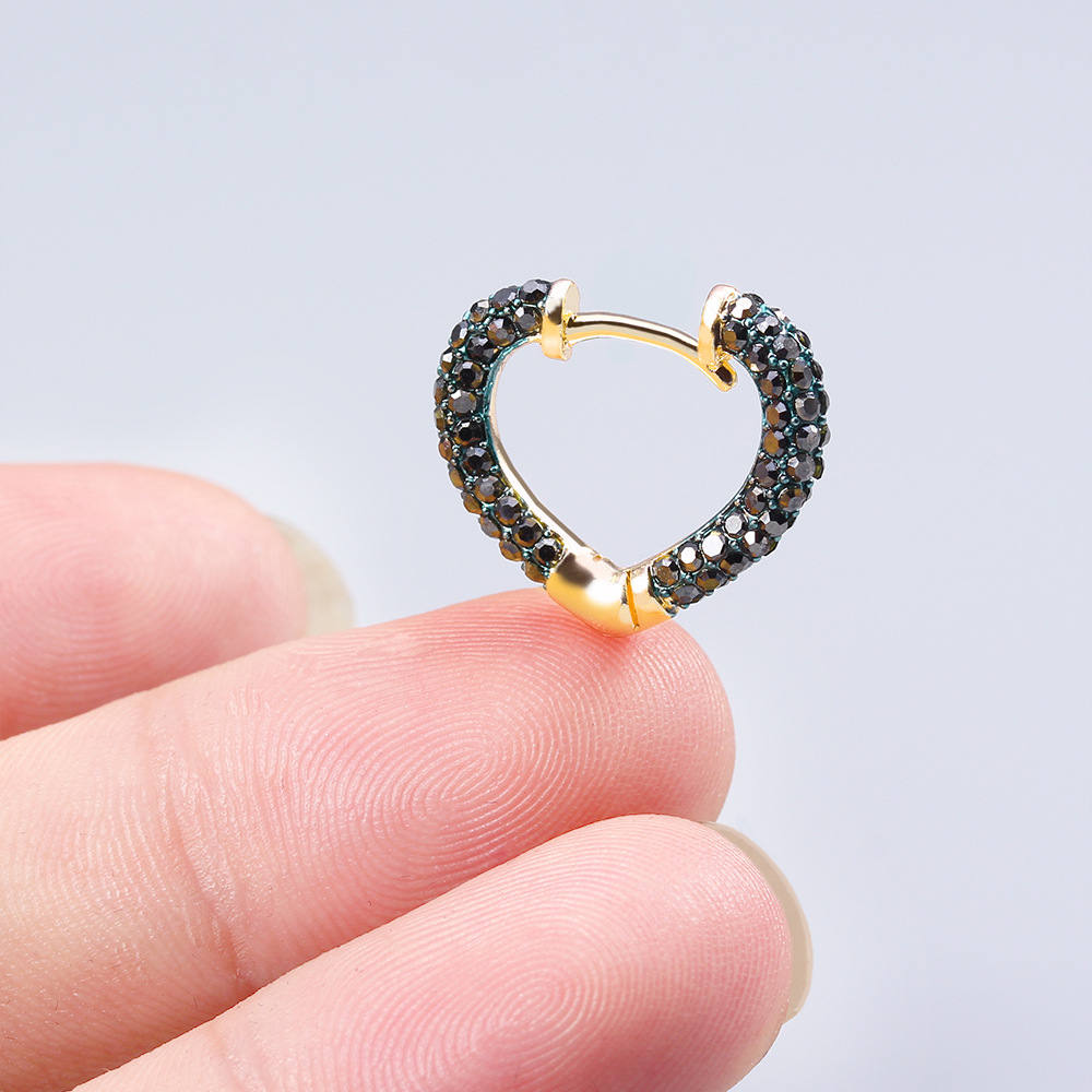 Alloy Rhinestone New Fashion Peach Heart Ear Buckle