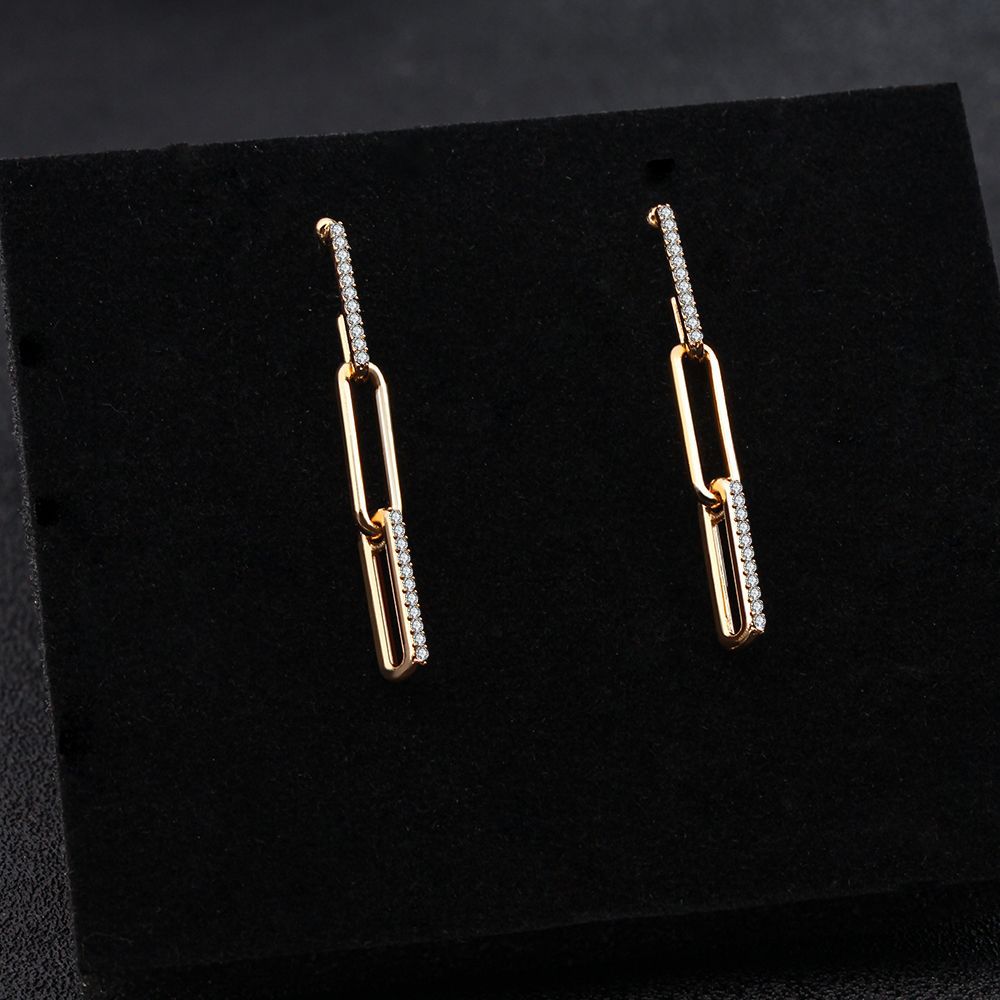 Zircon Tassel Two Wear Earrings Female Alloy