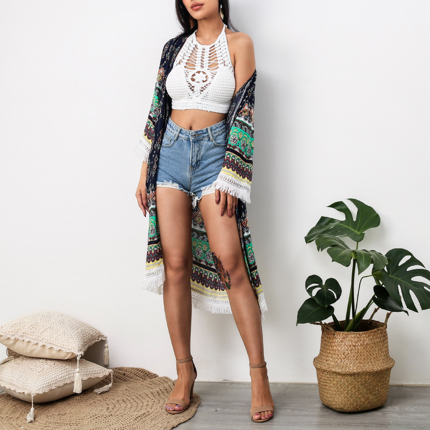 Women's Casual Long Fringed Cotton Sunscreen Shirt