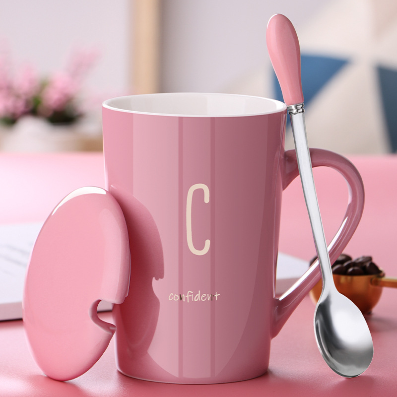 Title 3, Ceramic Mug With Lid Spoon Trend Couple Drinkin...