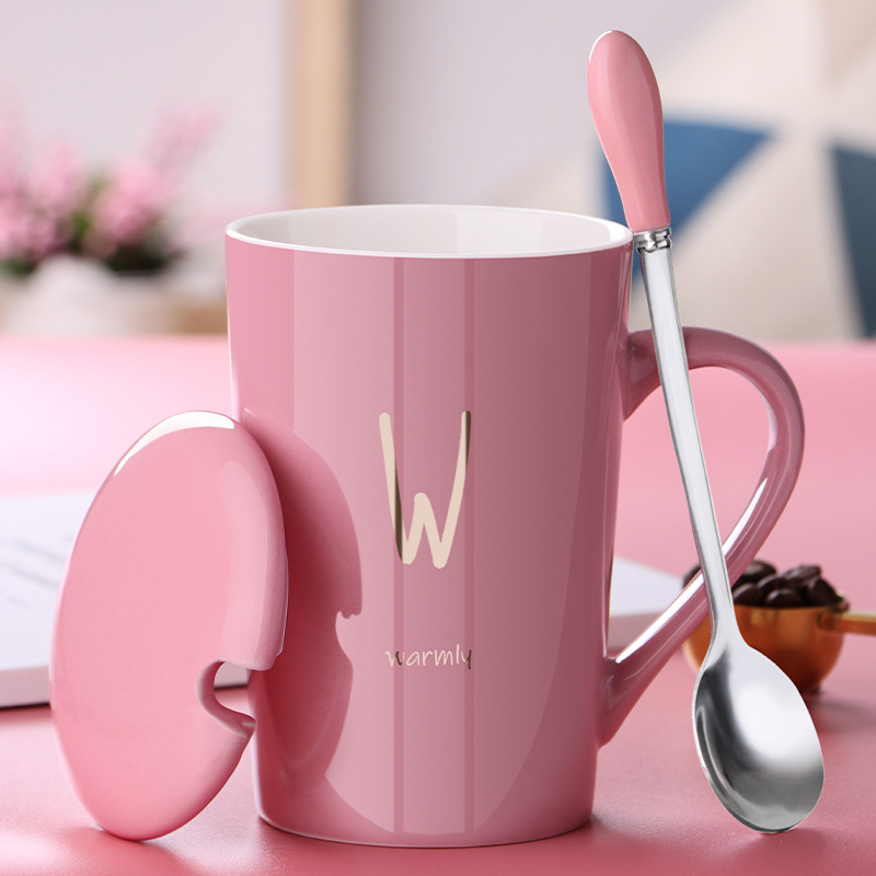 Title 16, Ceramic Mug With Lid Spoon Trend Couple Drinkin...