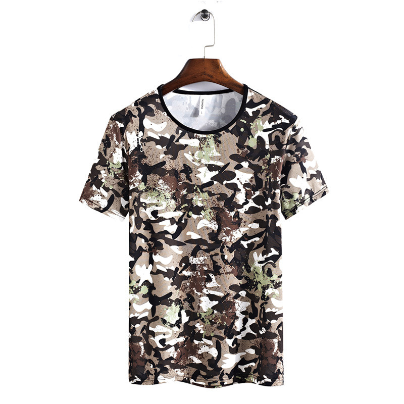 Title 5, Camouflage Short-sleeved T-shirt Plus Size Loos...