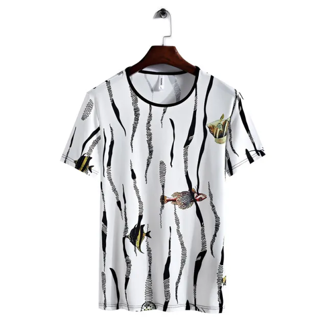 Camouflage Short sleeved T shirt Plus Size Loose And Comfortable Men's Clothing Goldfish - Shop at LoveMi