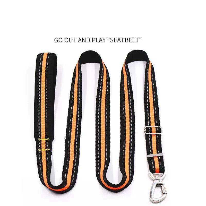 Cross Border Pet Dog High Elastic Traction Rope Strong Fastener Big Dog Special Traction Rope Spot - Orange