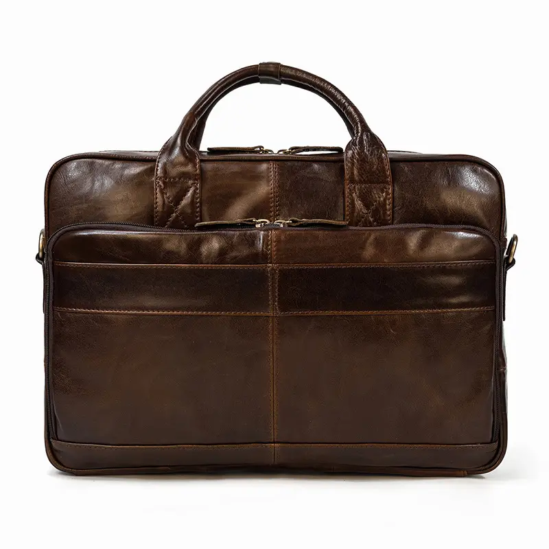 Vintage Men's Briefcase Genuine Leather Business Commuter