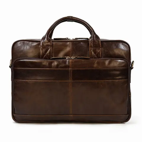 Vintage Men's Briefcase Genuine Leather Business Commuter Bag Crazy