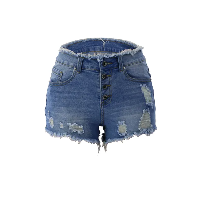 Women's Jeans With Buttons And Fringe Blue - Shop at LoveMi