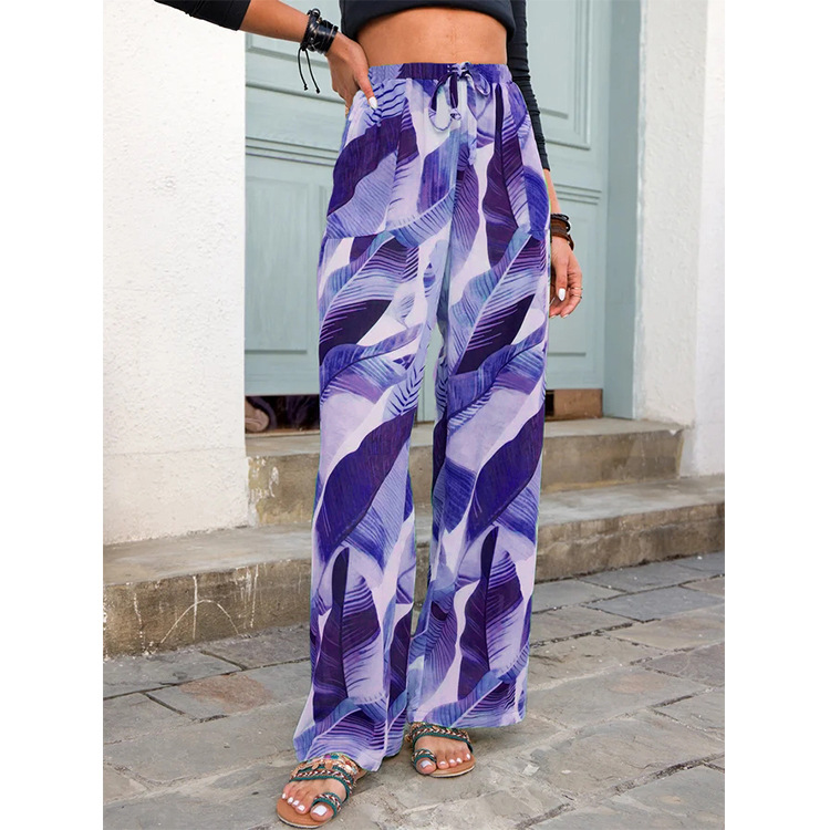 Title 7, Fashion Simple Ladies Printed Wide-leg Pants