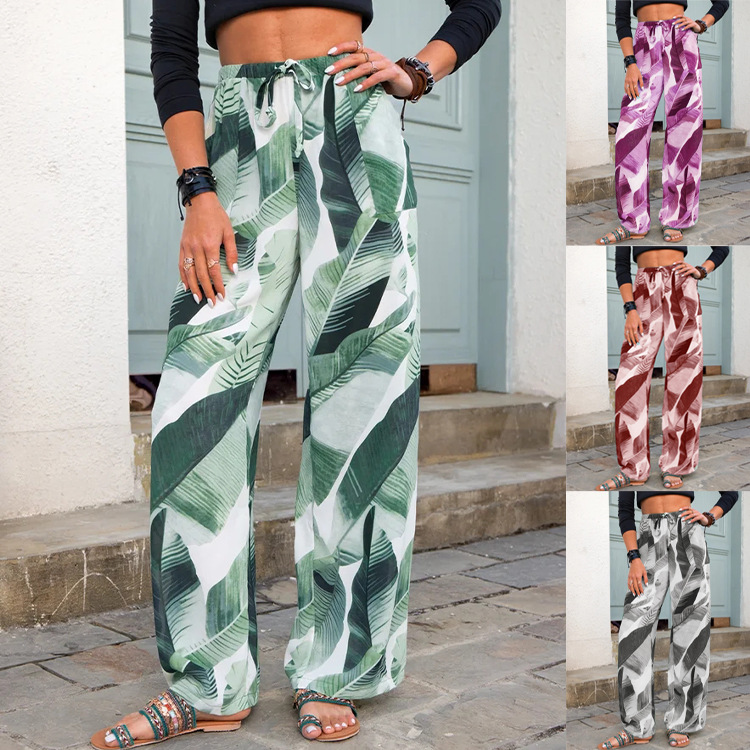 Fashion Simple Ladies Printed Wide-leg Pants