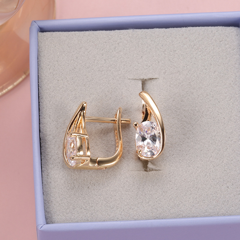 Personality And Cool Style Fashion Zircon Rose Gold Earrings