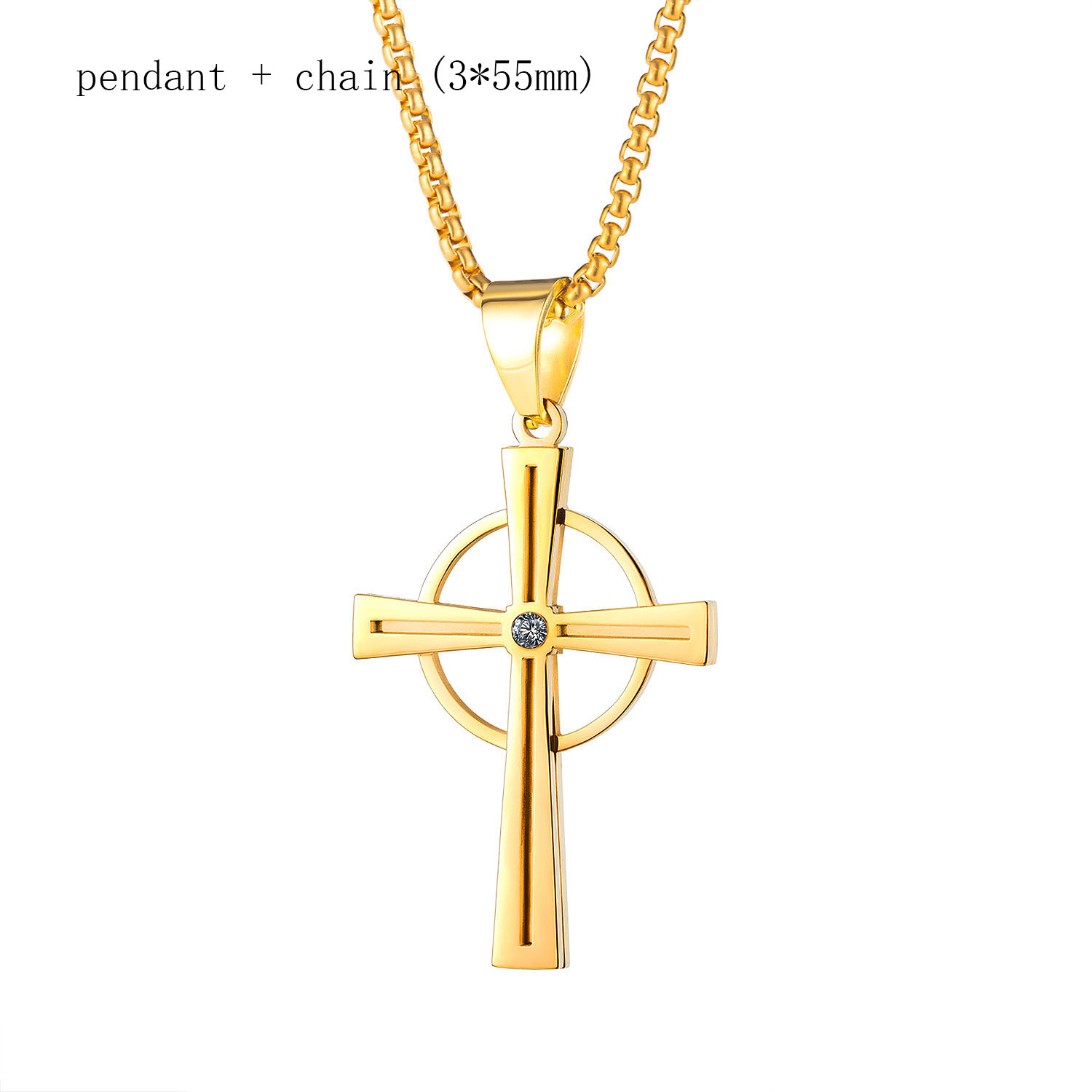Fashion Simple Circle Cross Pendant Necklace