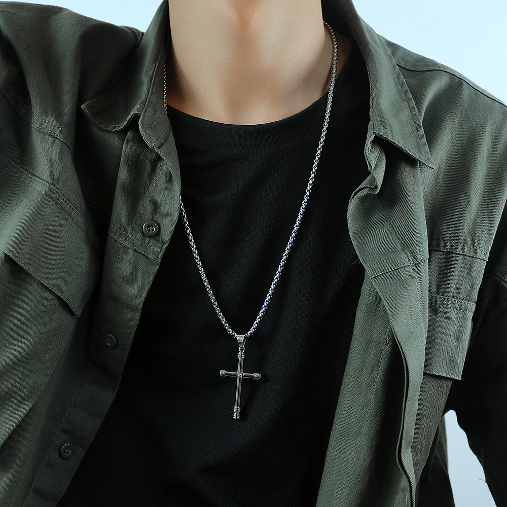 Men's Cross Pendant Stainless Steel Necklace