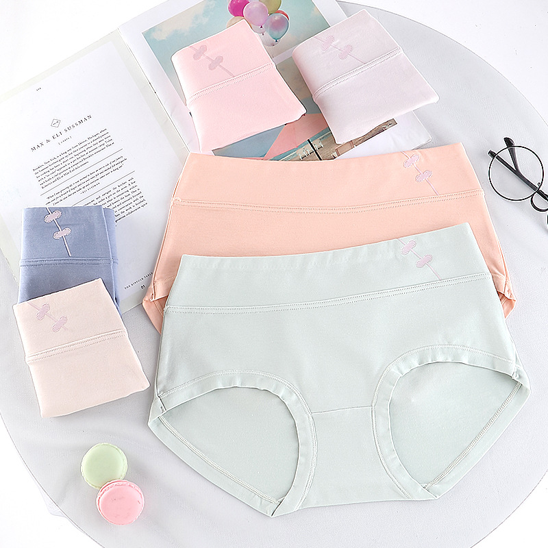 Title 3, New Printed Mid-waist Solid Color Cotton Panties