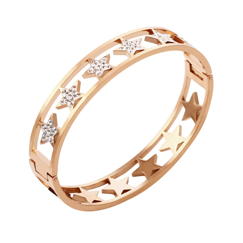 New Stainless Steel Bracelet Hollow Heart Five-Pointed Star Bracelet
