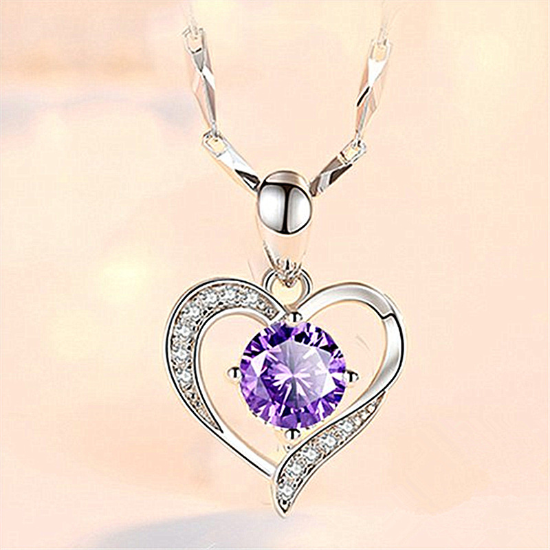 S925 Sterling Silver Love Heart-shaped Necklace Women