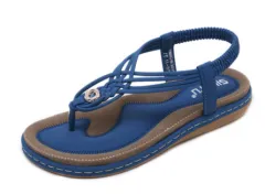 Sandals Women's Metal Braided Flat Shoes - Blue - View 1
