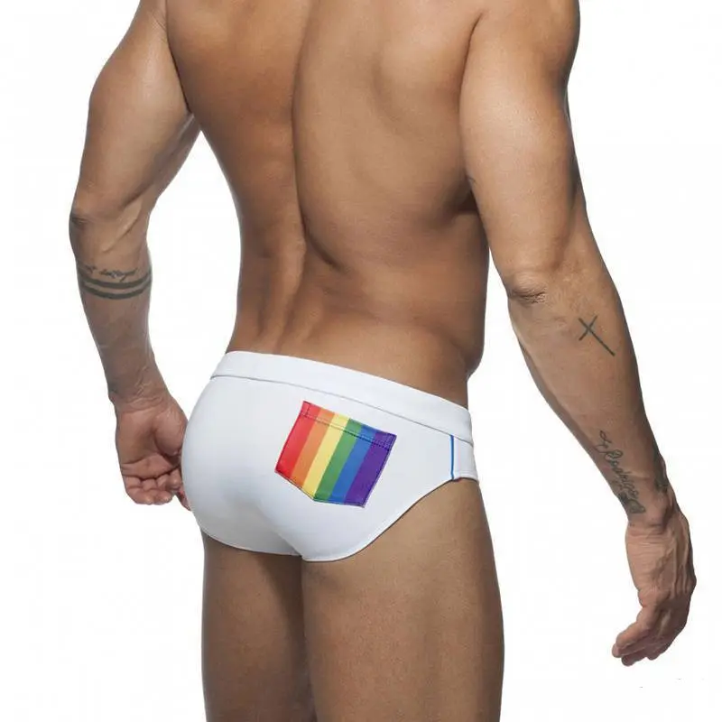 Rainbow Pocket Swim Briefs Sexy Aggressive Low-waisted