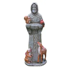 St. Francis St. Francis And Animal Friends Resin Crafts Outdoor Garden Statue Bird Feeder - White - View 1
