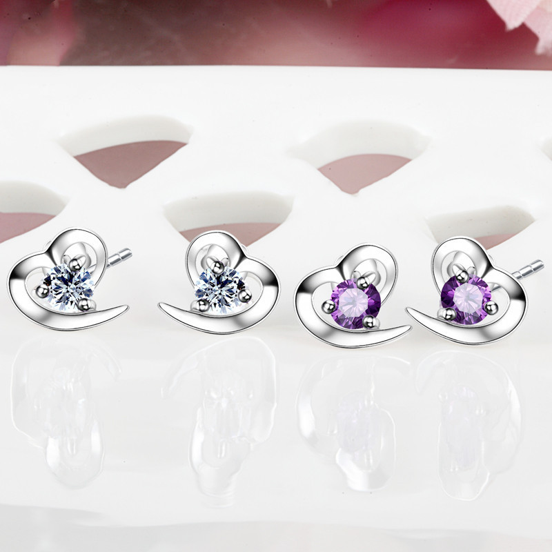 S925 Sterling Silver Heart-shaped Earrings Female Japanese And Korean Temperament