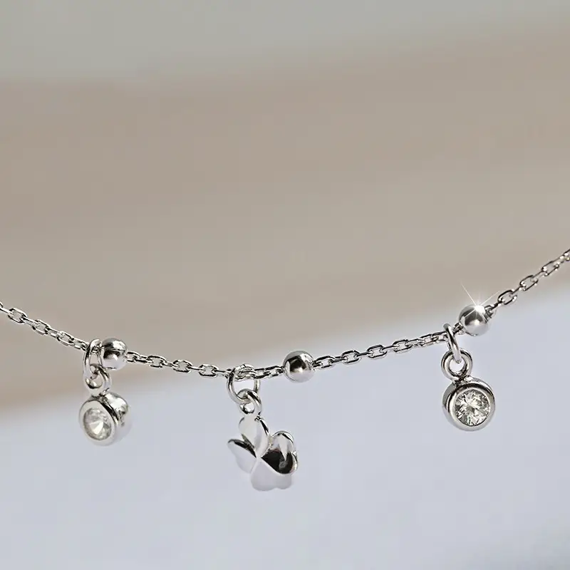 Four-leaf Clover Sterling Silver Anklet