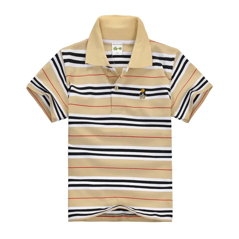 CUHK Children's T-shirt Cotton Striped Lapel Polo