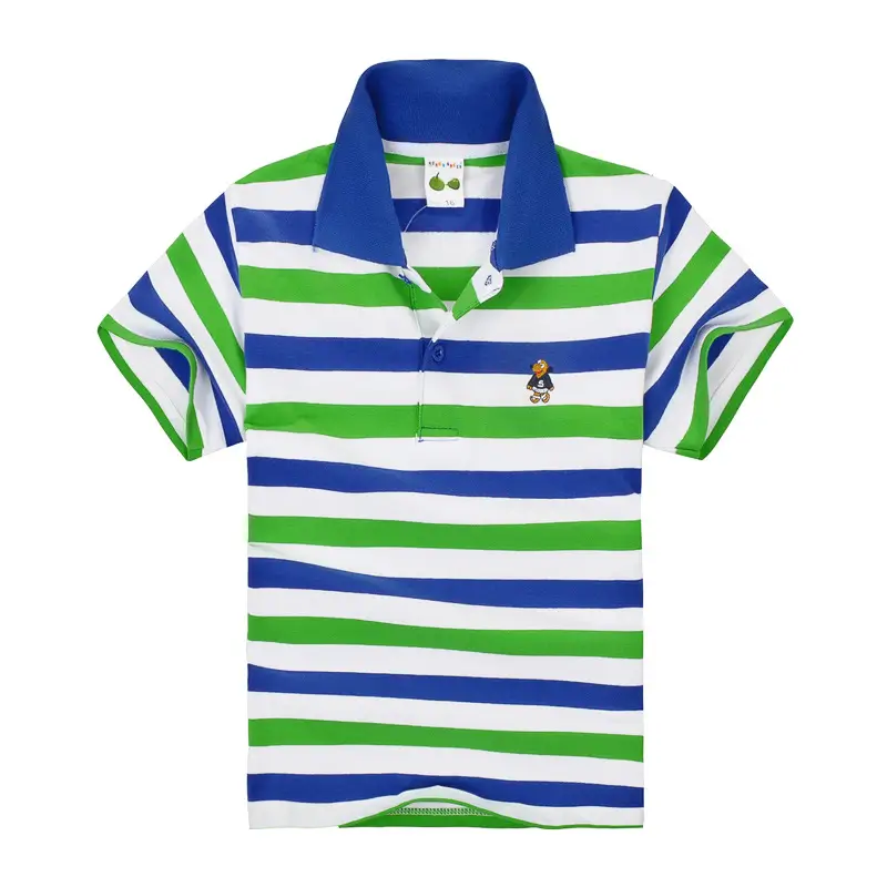 CUHK Children's T-shirt Cotton Striped Lapel Polo Shirt