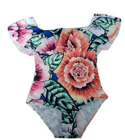 Floral Print Halter Ruffled Off Shoulder Swimsuits Floral - Shop at LoveMi