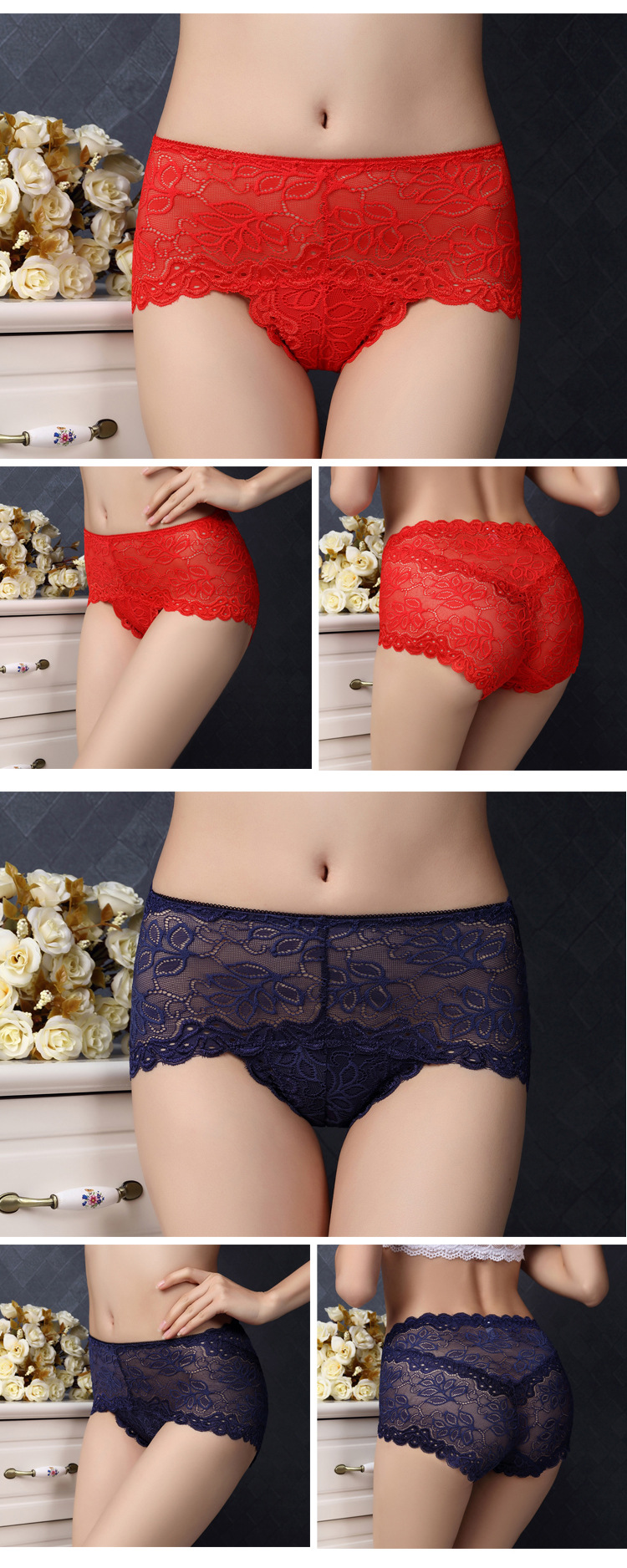 Title 2, Sexy Transparent Lace Ladies High-waist Panties...