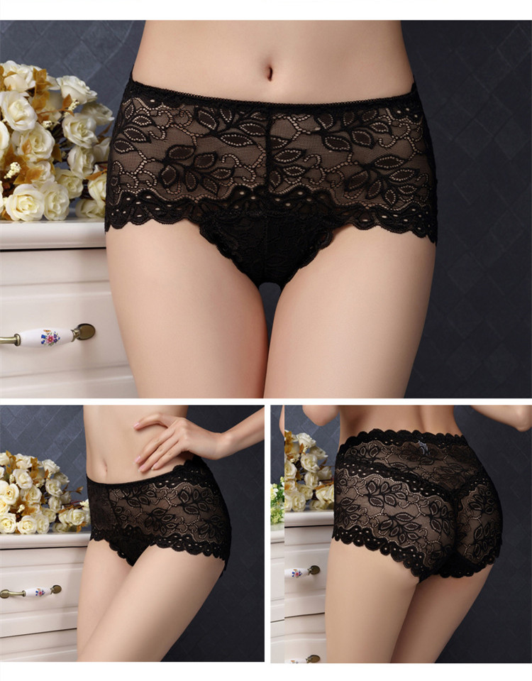 Title 1, Sexy Transparent Lace Ladies High-waist Panties...