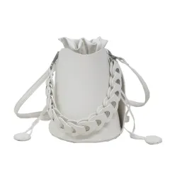 Trendy Fashion Net Red Bucket Bag Niche Design Diagonal Cross Ocean Shoulder Bag Casual Female Bag - White - View 1