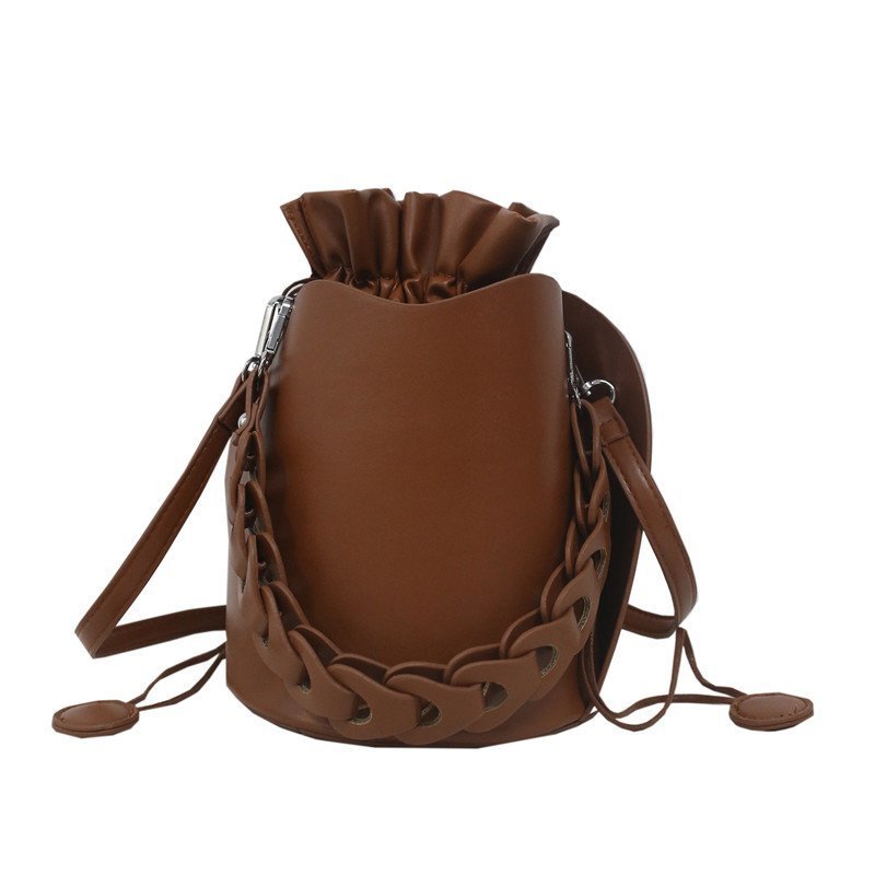Trendy Fashion Net Red Bucket Bag Niche Design Diagonal Cross Ocean Shoulder Bag Casual Female Bag Red - Shop at LoveMi