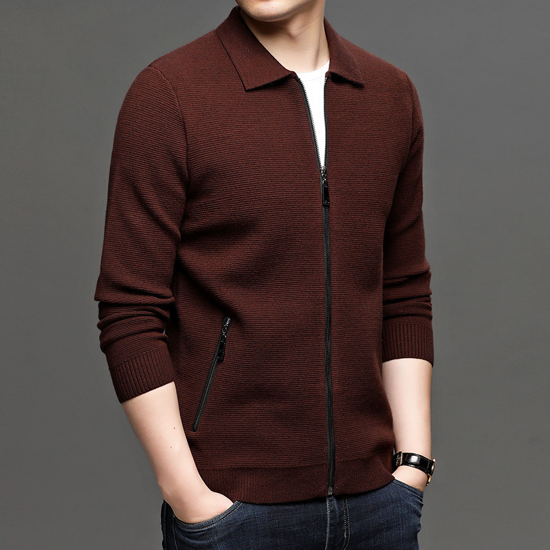 Knit Sweater Men's Cardigan Lapel Autumn New Loose Men's Jacket Business Casual Solid Color Men's Sweater Jacket