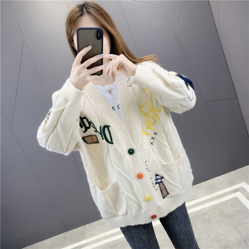 Women's Short Coat Jacket Autumn Loose Knit Cardigan
