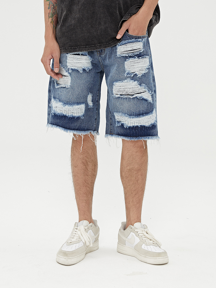 Washed Denim Shorts Loose Tide Brand Casual All-match Five-point Pants