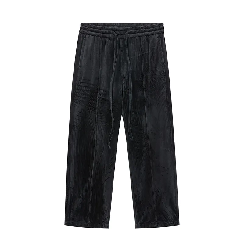 Velvet Side Zipper Trousers Men's Trend Street