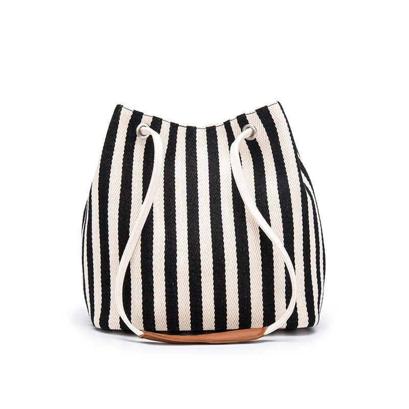 European And American Striped Canvas Simple Canvas Bag